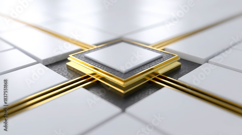 Fototapeta Naklejka Na Ścianę i Meble -  Detailed Realistic Composition of Neural Circuit Elements with Wood and Metal Accents for Innovative Design Applications