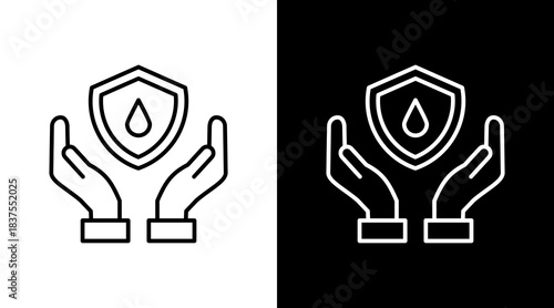 Water Conservation Outline White Icon Set Design