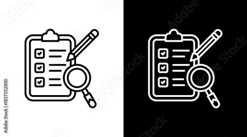 Audit Checklist Outline White Icon Set Design