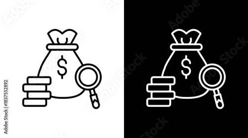 Financial Review Outline White Icon Set Design