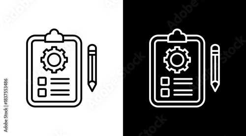 Task Board Outline White Icon Set Design