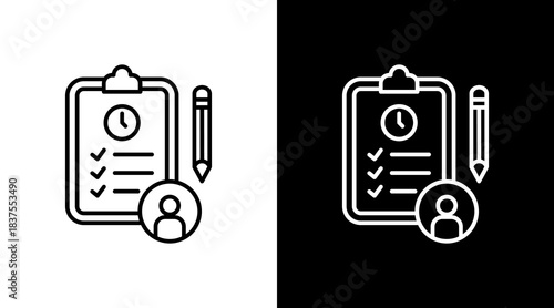 Task List Outline White Icon Set Design