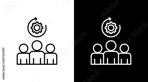 Team Workflow Outline White Icon Set Design