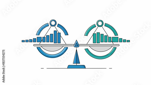 Conceptual Balance Displaying Growth Versus Decline Business Graphic