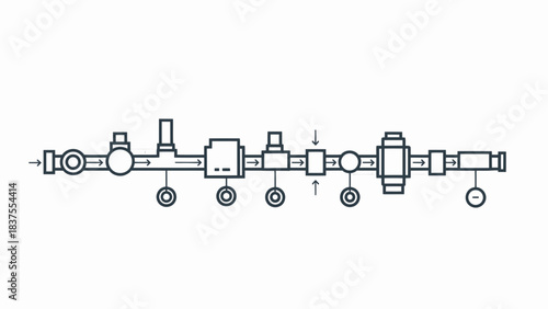 Schematic Diagram Representing An Industrial Production Process Minimalist Style