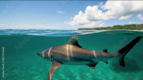 Split View Ocean: Shark Patrols Crystal Clear Tropical Waters