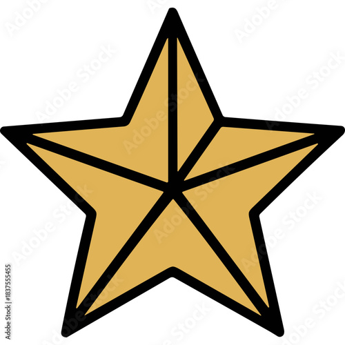 Golden Five Pointed Star Emblem Against a Solid Black Background Simple Geometric Shape Emblematic Symbol Abstract Representation