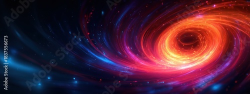 Cosmic vortex of vibrant colors swirling in deep space illustration