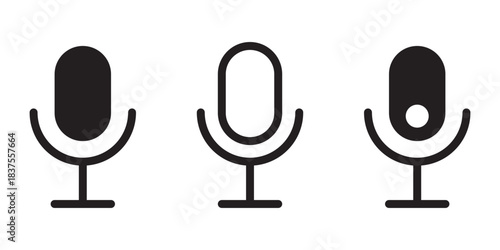 Microphone with sound wave icon. microphone icon with sound waves digital audio recording device. Voice message and podcast symbol