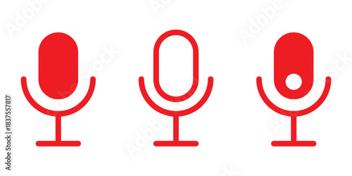Microphone with sound wave icon. Podcast and recording symbol in black circle