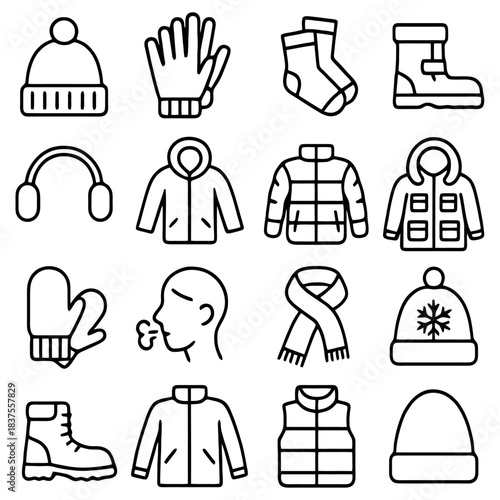 Winter Essentials: A collection of essential winter clothing items and accessories, offering a comprehensive view of how to dress for cold weather.