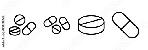 Pills icon vector illustration. capsule icon. Drug sign and symbol