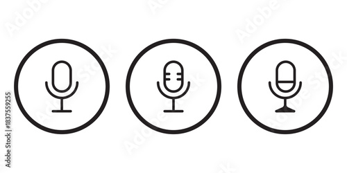 microphone mic icon, voice icon symbol buttons Microphone icon with sound waves. Voice recording symbol.