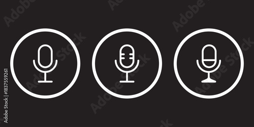 microphone mic icon, voice icon symbol buttons Microphone icon with sound waves. Voice recording symbol.