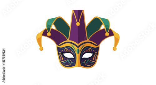 Jester mask for masquerade and carnival celebrations.