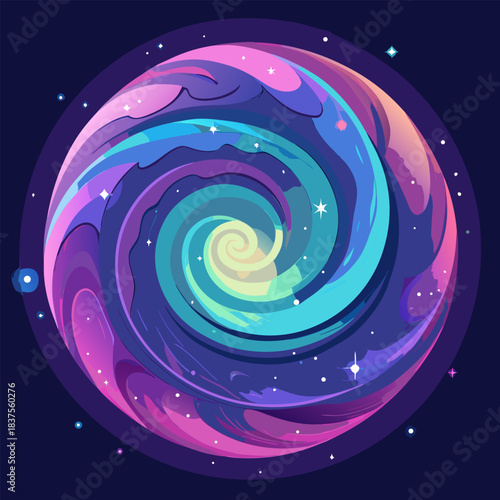 Vibrant Cosmic Spiral Galaxy Abstract Universe Design Isolated background