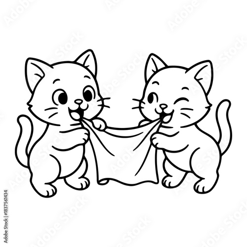 Playful Kittens: Two adorable kittens frolic with playful energy, their innocent eyes sparkling with joy as they share a moment of laughter, forming a bond of friendship in their delightful world.
