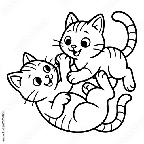 Playful Kittens: Two adorable kittens frolic together, their playful interaction a heartwarming depiction of feline friendship and joy.