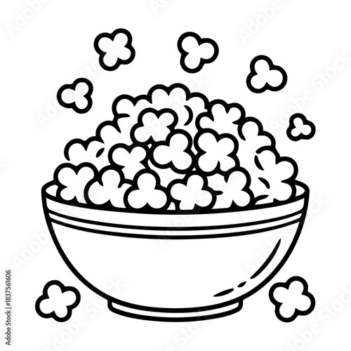 Popcorn Delights: A bowl brimming with fluffy, freshly popped popcorn, a classic snack ready to be enjoyed.