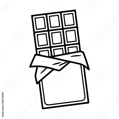 Deliciously Simple: A graphic illustration of a delectable chocolate bar, partially unwrapped, ready for a moment of sweet indulgence.