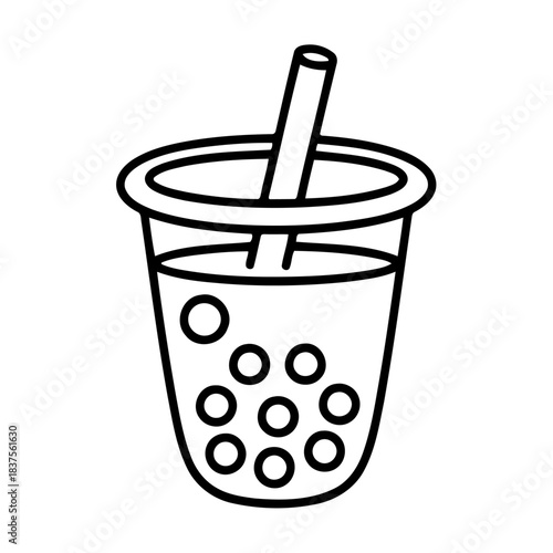 Bubble Tea Delight: A refreshing bubble tea, with tapioca pearls and a straw