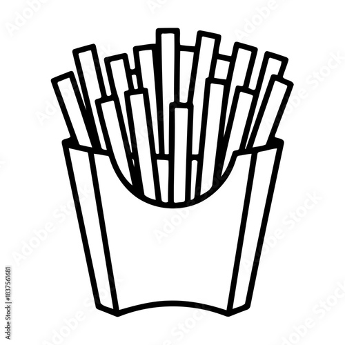 French Fries Illustration: A delightful illustration of a classic French fry carton filled to the brim with perfectly cooked fries. A symbol of comfort food, offering an appetite for snack.