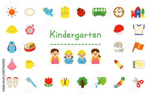 幼稚園・保育園向けの手書きアイコンイラストセット