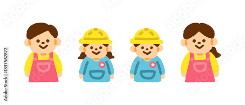 幼稚園 先生 園児  かわいい アイコン セット 手書き イラスト シンプル