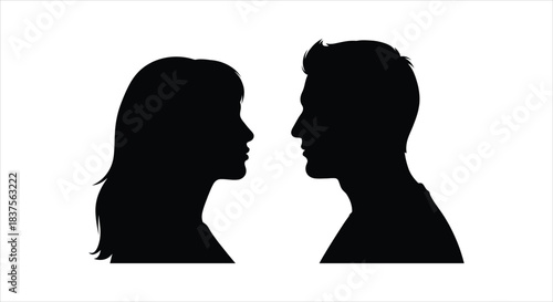 Couple Silhouette Facing Each Other Symbolizing Love Relationship Connection