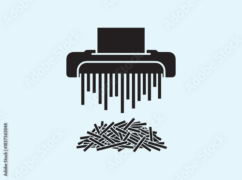 Office paper shredder silhouette with clean shredded strip effect
