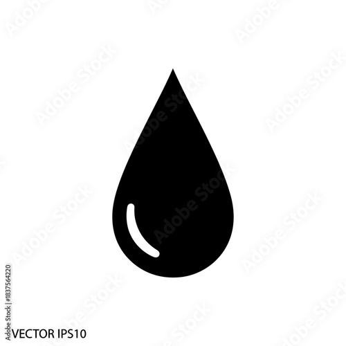 Sleek black droplet icon, representing purity, freshness, or liquid essence, perfect for branding, environmental themes, or minimalist designs with a modern edge