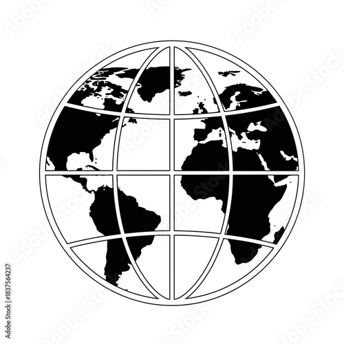 Simple Earth globe outline showing continents, ideal for global business, environmental awareness, or educational projects needing a clean, modern world icon