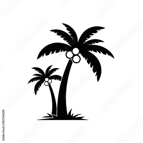 Tropical bliss with swaying palm trees, perfect for summer vibes and exotic getaways, originally a scalable vector graphic for adaptable design