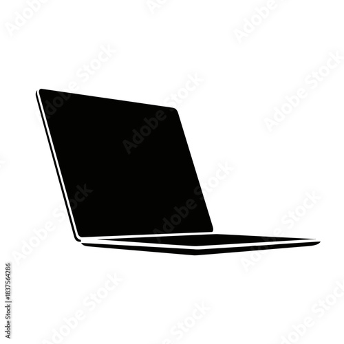 Sleek minimalist laptop illustration for modern tech startup branding and digital marketing projects, perfect for web design elements and app interfaces with a clean design
