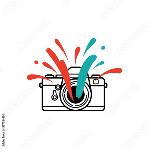 Camera with Colorful Splash