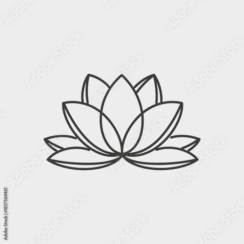 Elegant lotus flower outline, perfect for peaceful wellness brands, yoga studios, or spiritual retreats, radiating calm and serenity with its simple beauty