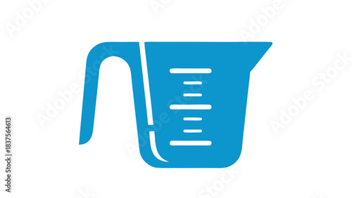 Simple Blue Measuring Cup Icon with Graduated Markings on Black Background