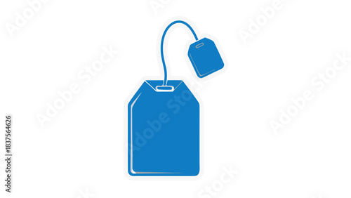 Simple Blue Tea Bag Icon on Black Background Representing Beverage and Hot Drink Preparation