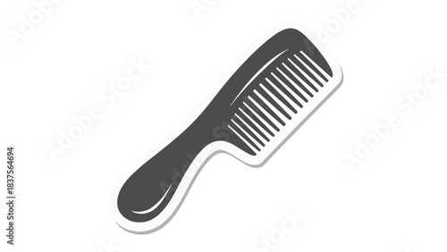 Simple Illustration of a Gray Comb Against a Black Background With White Outline