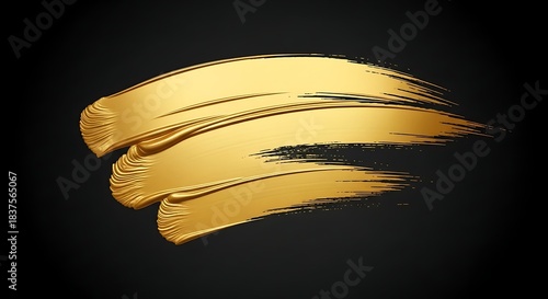 Golden Paint Strokes on Black Background - Luxurious Texture.