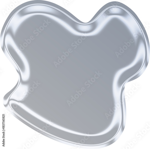 Liquid silver fluid chrome splat blob shape png element for holographic, iridescent, modern, futuristic, abstract, luxury design illustration