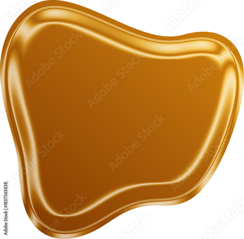Brown golden liquid blob with shiny chrome effect and smooth reflective surface element for banner, poster, wallpaper, social media design illustration