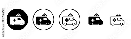 Ambulance icon logo design. ambulance truck sign and symbol. ambulance car