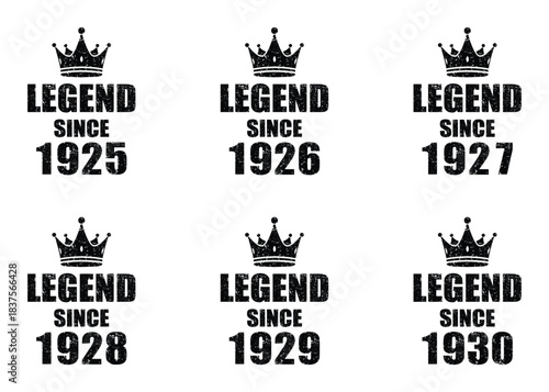 Celebrate Milestone Birthdays with These Legend Since 1920s Crown Designs for T-Shirts, Mugs, and Unique Gifts Featuring Vintage Style and Royal Flair