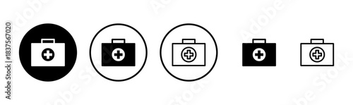 Medical box icon logo design. Medical suitcase sign and symbol. First aid icon