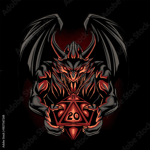 Billede på lærred Mythological underworld creature guarding the gates of hell vector illustration
