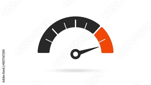 Speedometer design with maximum speed in orange on a white background