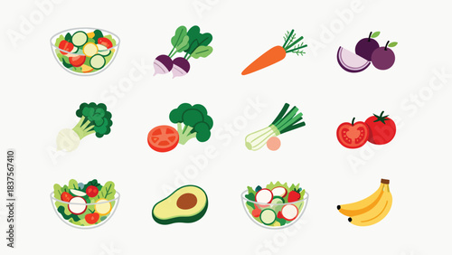 The Ultimate Mega Healthy Food, Balanced Diet, and Fresh Produce Vector Icon Bundle