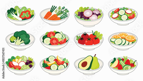 The Ultimate Healthy Diet and Fresh Food Icon Megaset: Balanced Meals, Salads, Fruits, and Vegetables