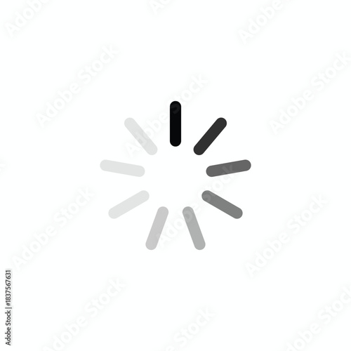 Simple monochrome loading spinner icon. Minimalist progress indicator graphic element for modern web and mobile application UI design